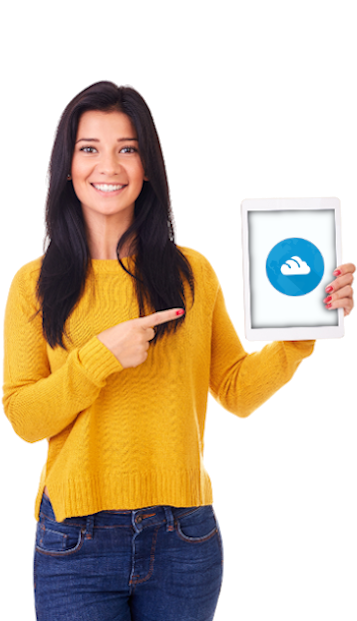 business woman explains private file sharing